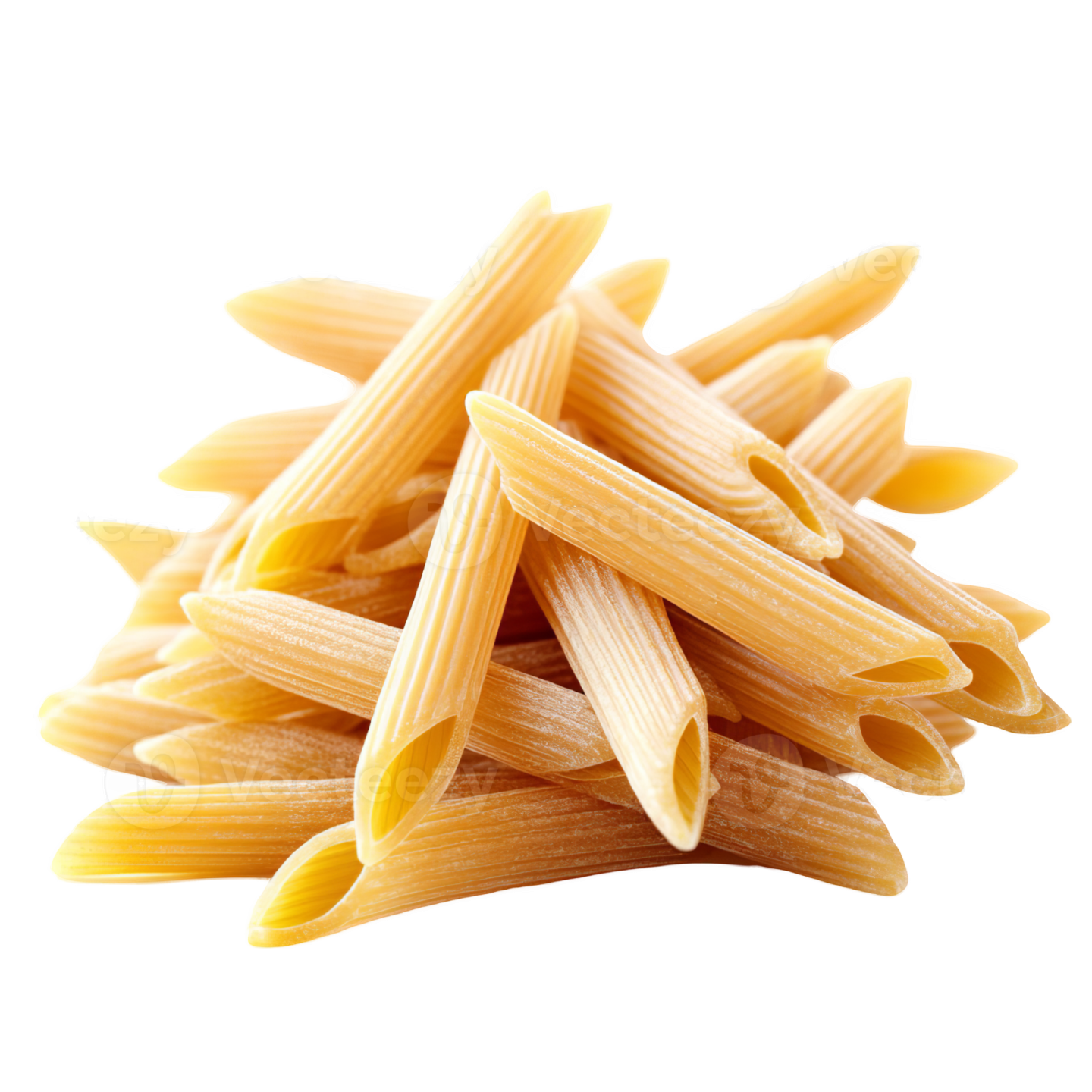 a pile of cooked pasta on a white background