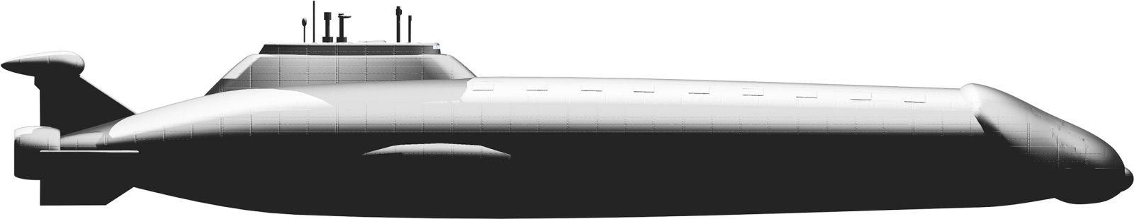 a black and white image of a submarine