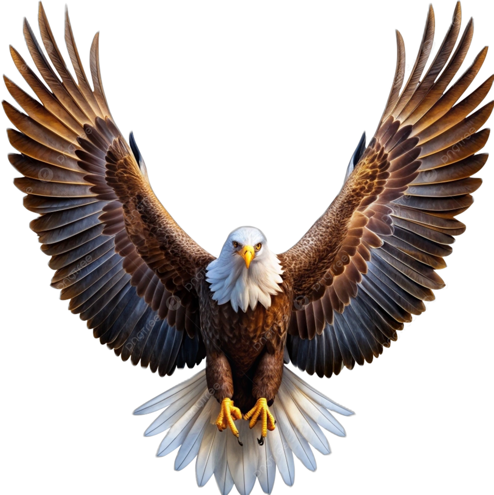 an eagle flying with its wings spread out