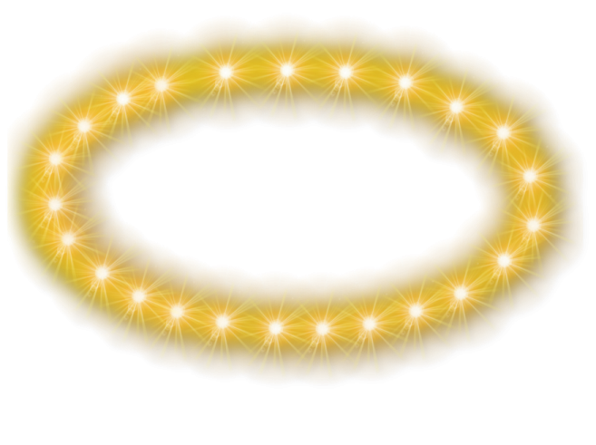 a circle of glowing lights on a white background