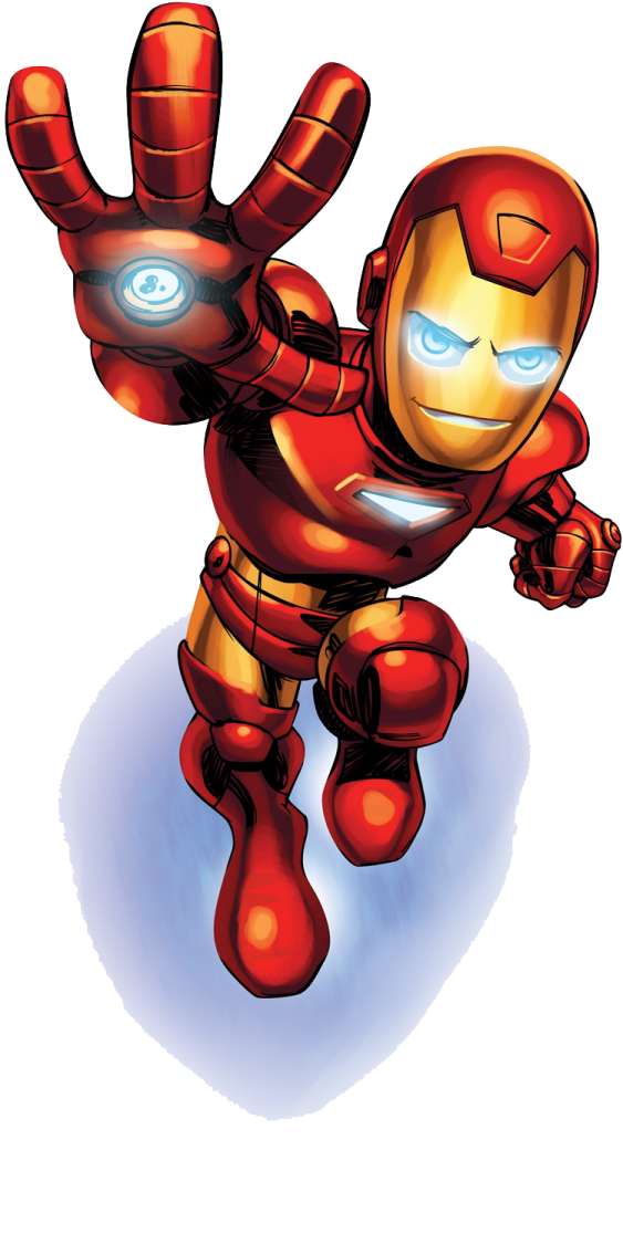 a cartoon iron man flying through the air