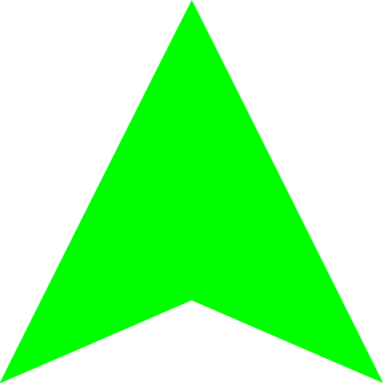 a green triangle on a white background
