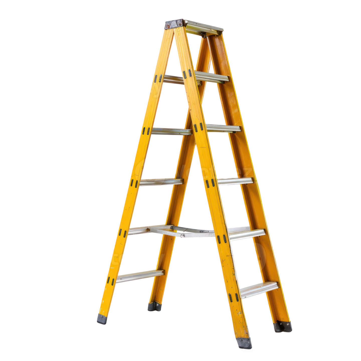 a yellow ladder on a white background