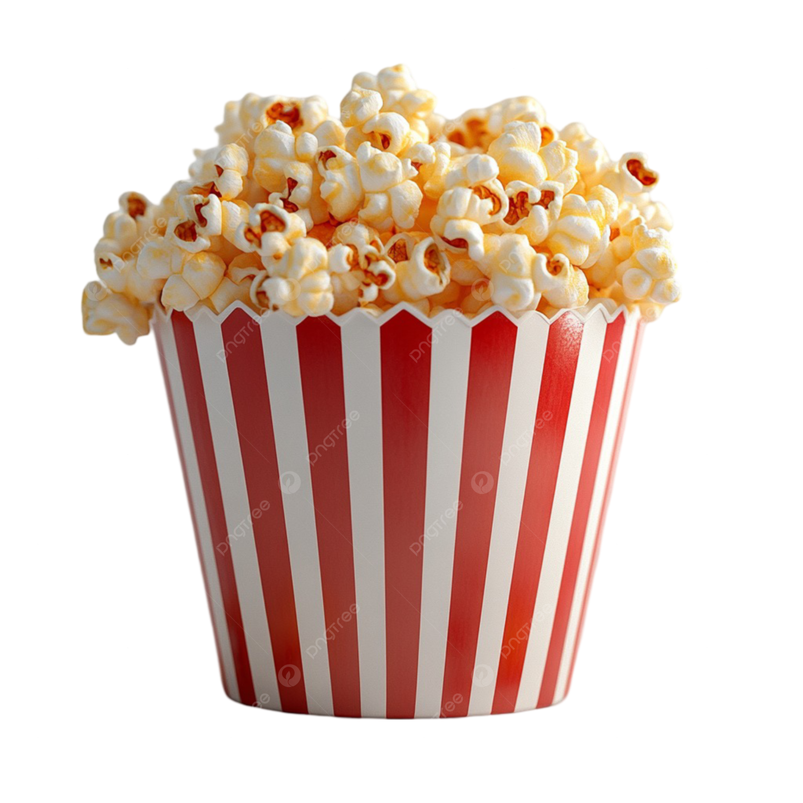 a red and white striped popcorn bucket