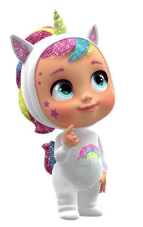 a little girl in a unicorn costume