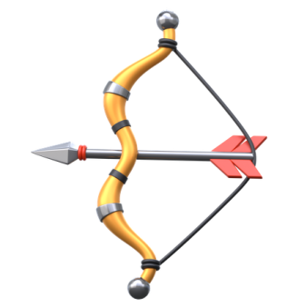 a bow and arrow on a white background