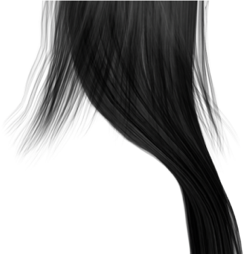 a drawing of a woman with long black hair