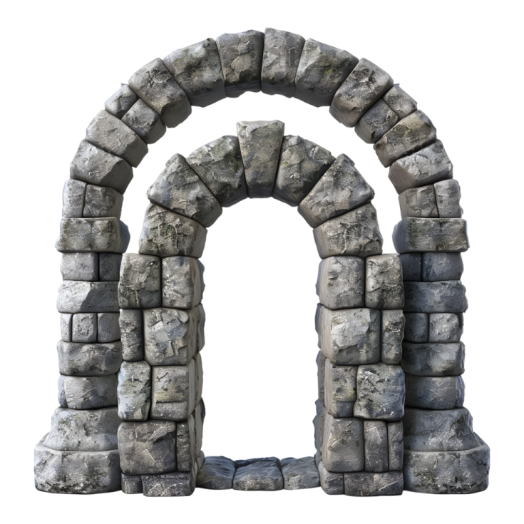 a stone arch on a white background