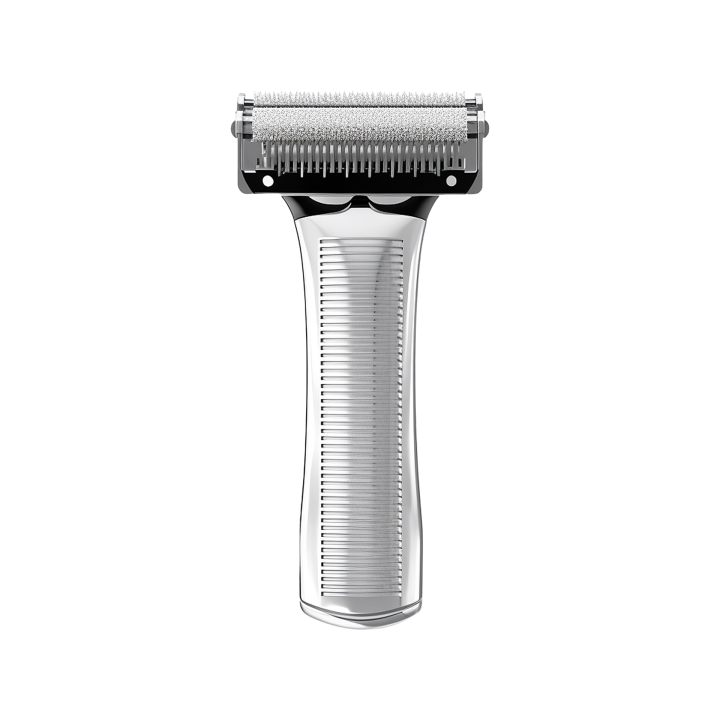 a close up of a razor on a white background