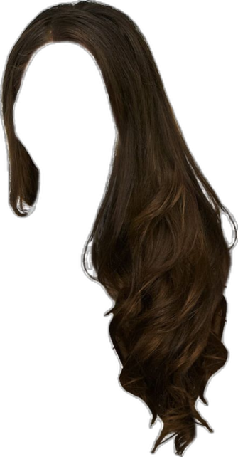 a woman with long brown hair on a white background