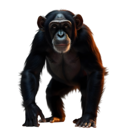 an orangus standing on a white background