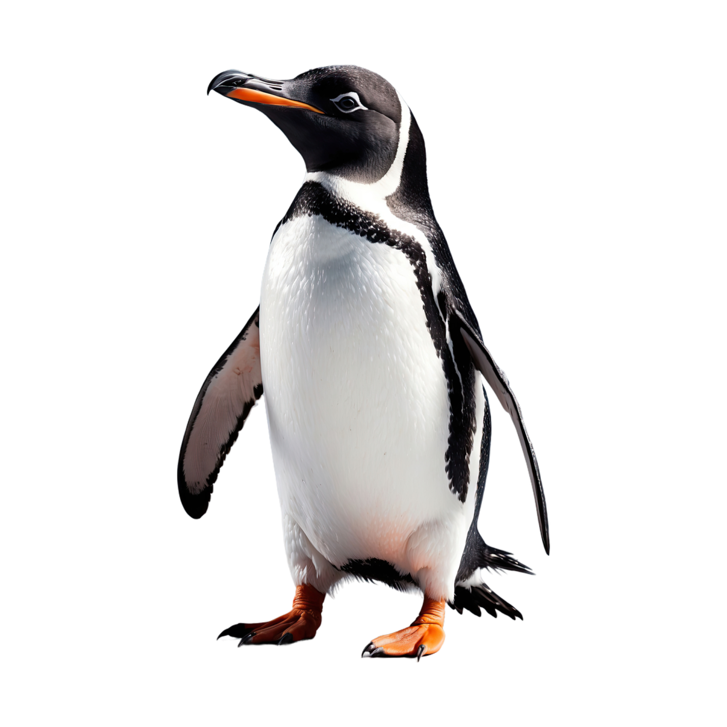 a penguin standing in front of a white background