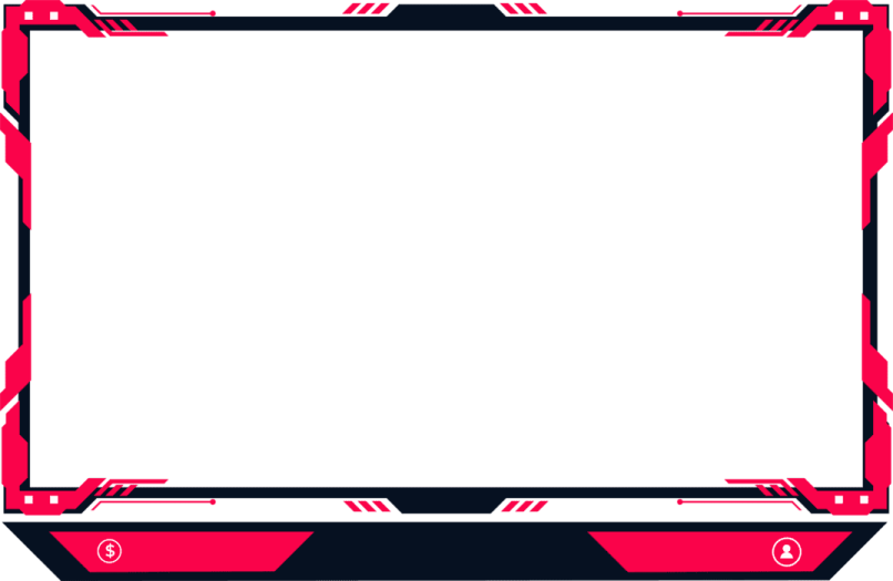 a red and black frame on a white background