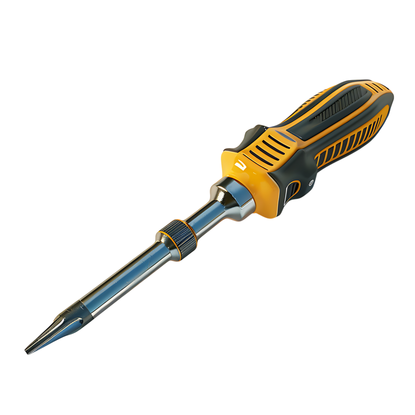 a drill with a yellow and black handle
