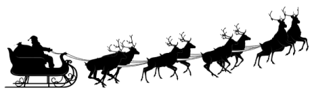 a black and white image of santa's sleiing