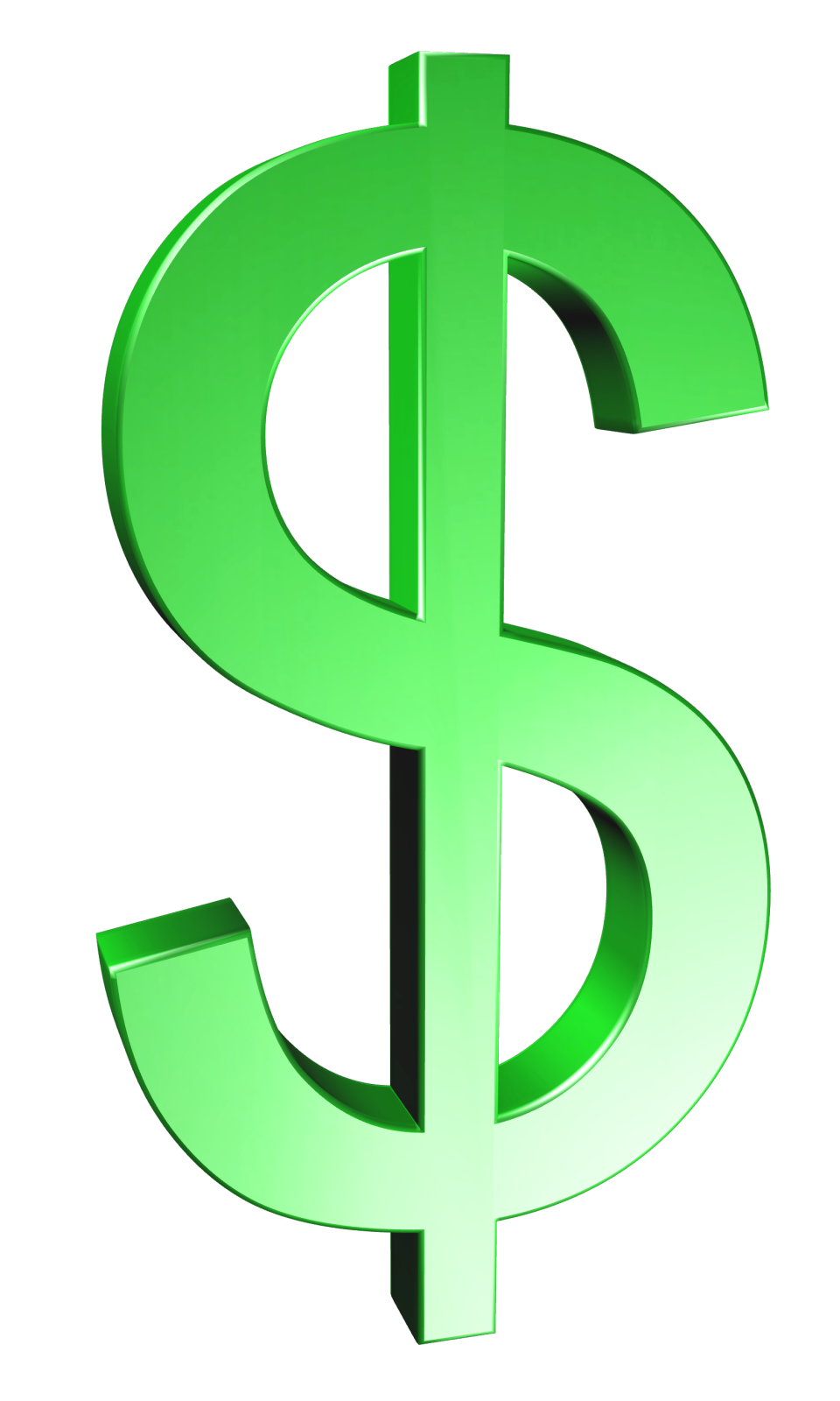 a green dollar sign on a white background