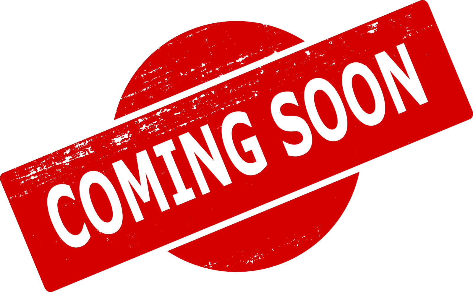 a red stamp with the word coming soon on it