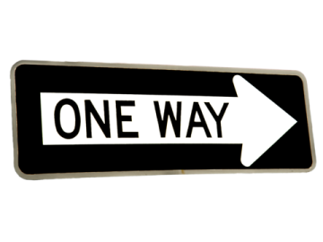 a one way sign with an arrow pointing left