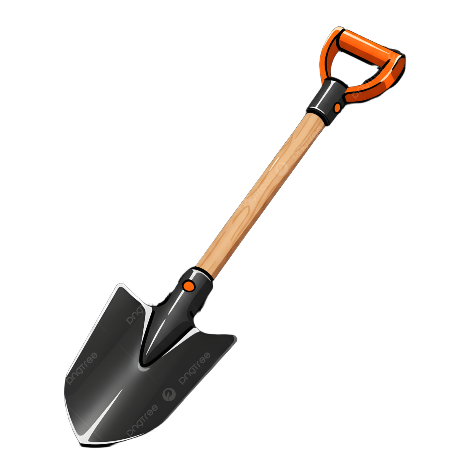a shovel with a wooden handle