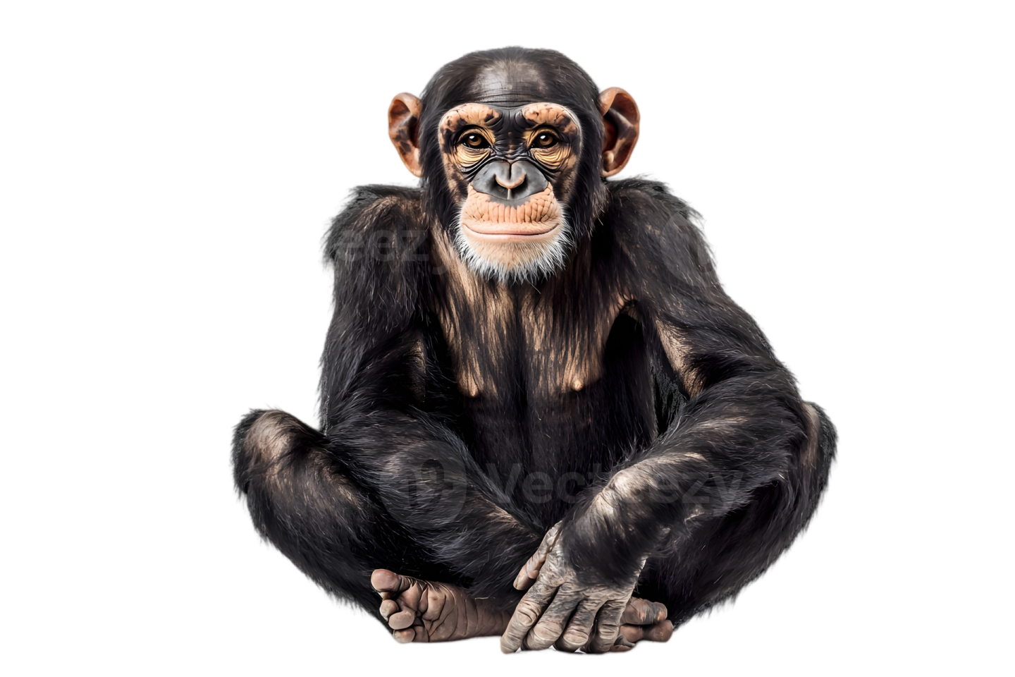 a chiy monkey sitting in front of white background