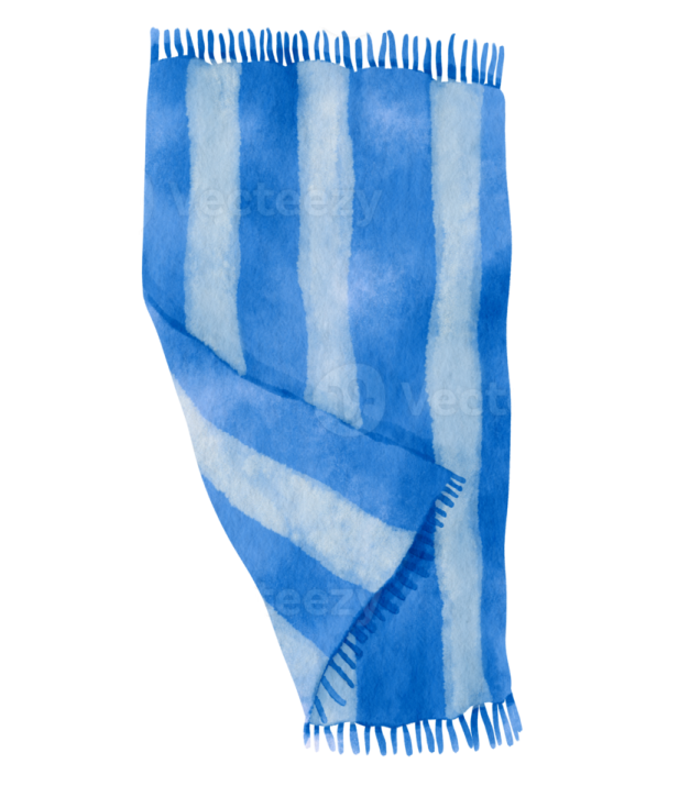 a blue and white striped scarf on a white background