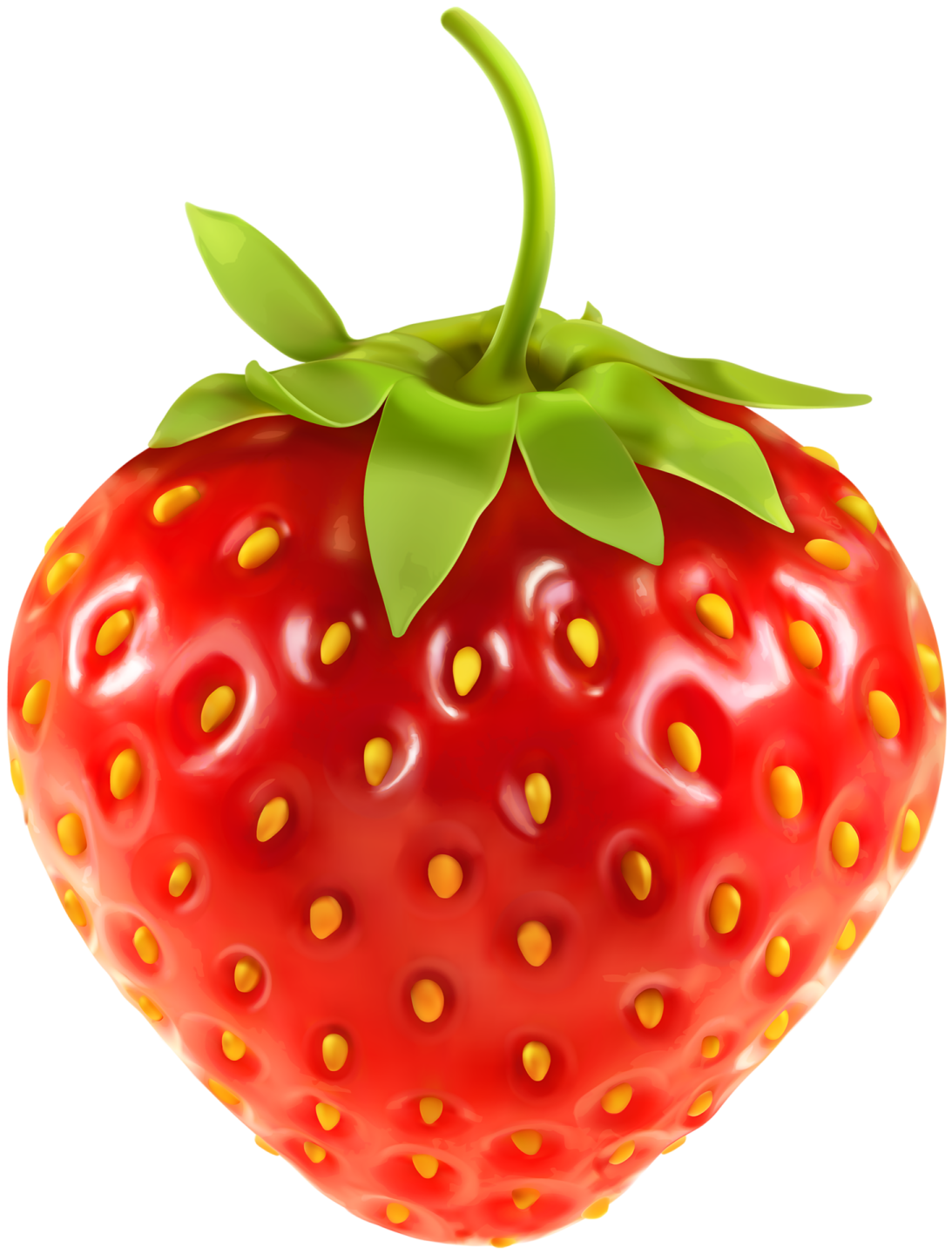a red strawberry with a green leaf on top