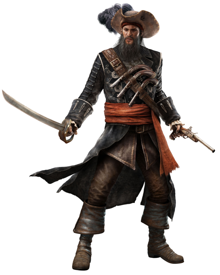a man in a pirate costume holding two swords