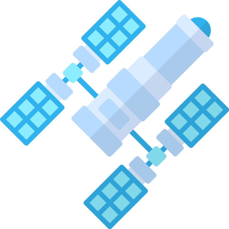 a blue and white icon with squares on it