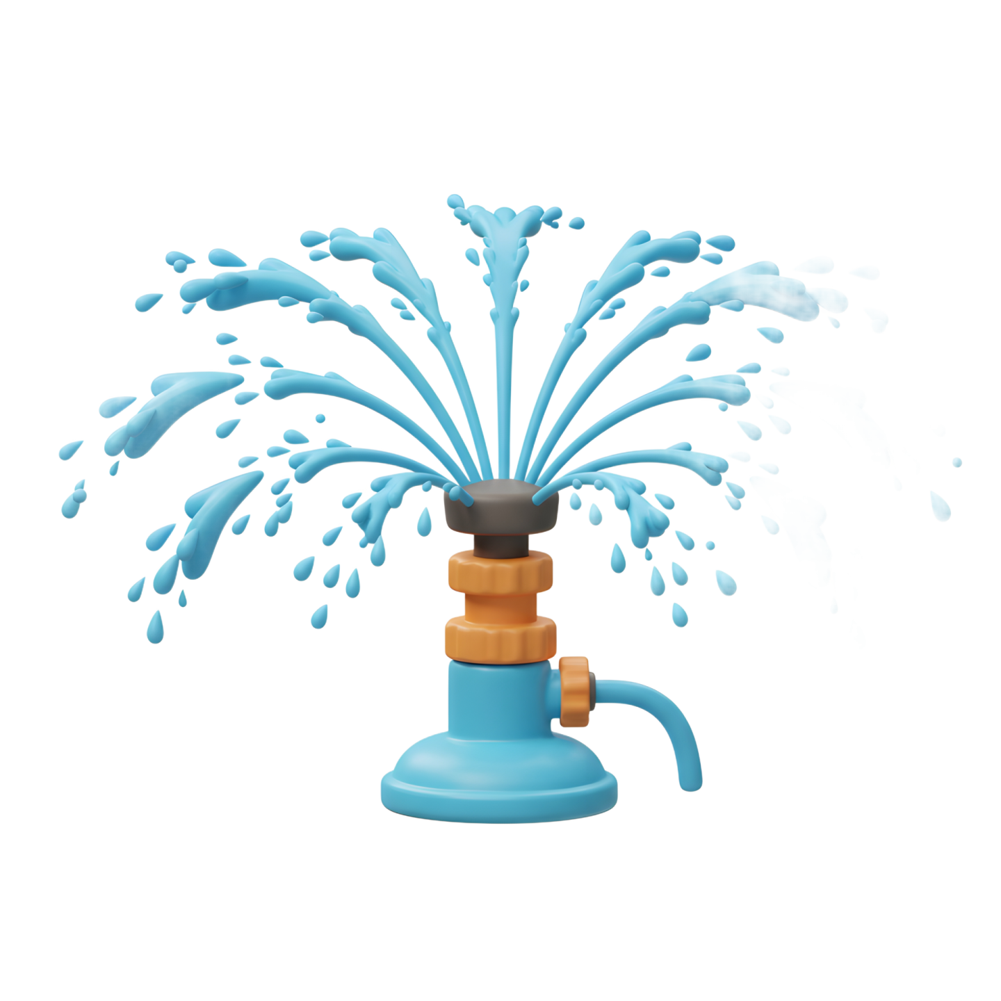 a water sper with blue liquid coming from it