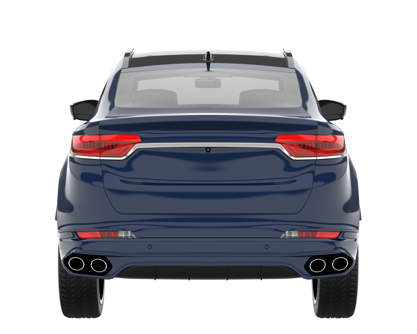 the rear view of a blue bmw vehicle