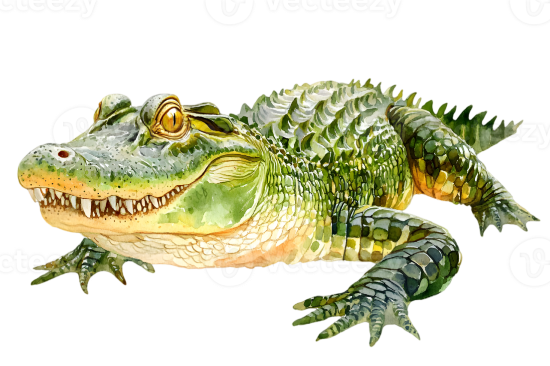 a watercolor drawing of an alligator