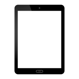a tablet with a blank screen on it