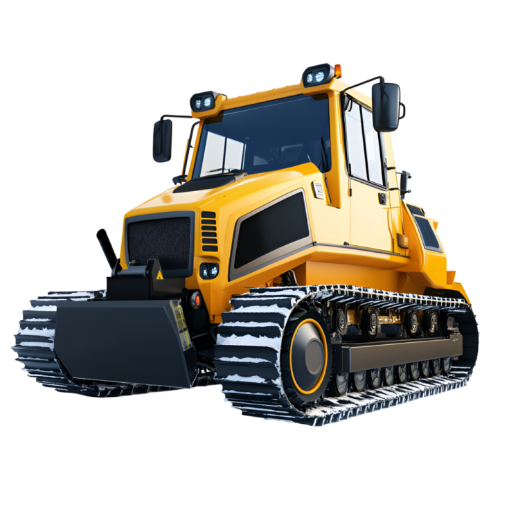 a yellow construction vehicle on a white background