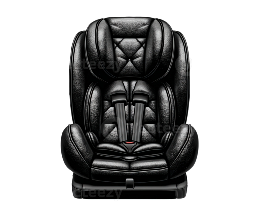 a black car seat on a white background