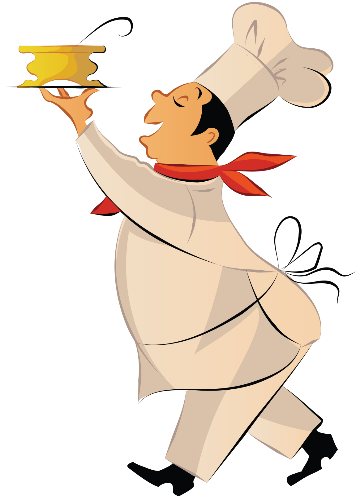a chef with a tray of food in his hand