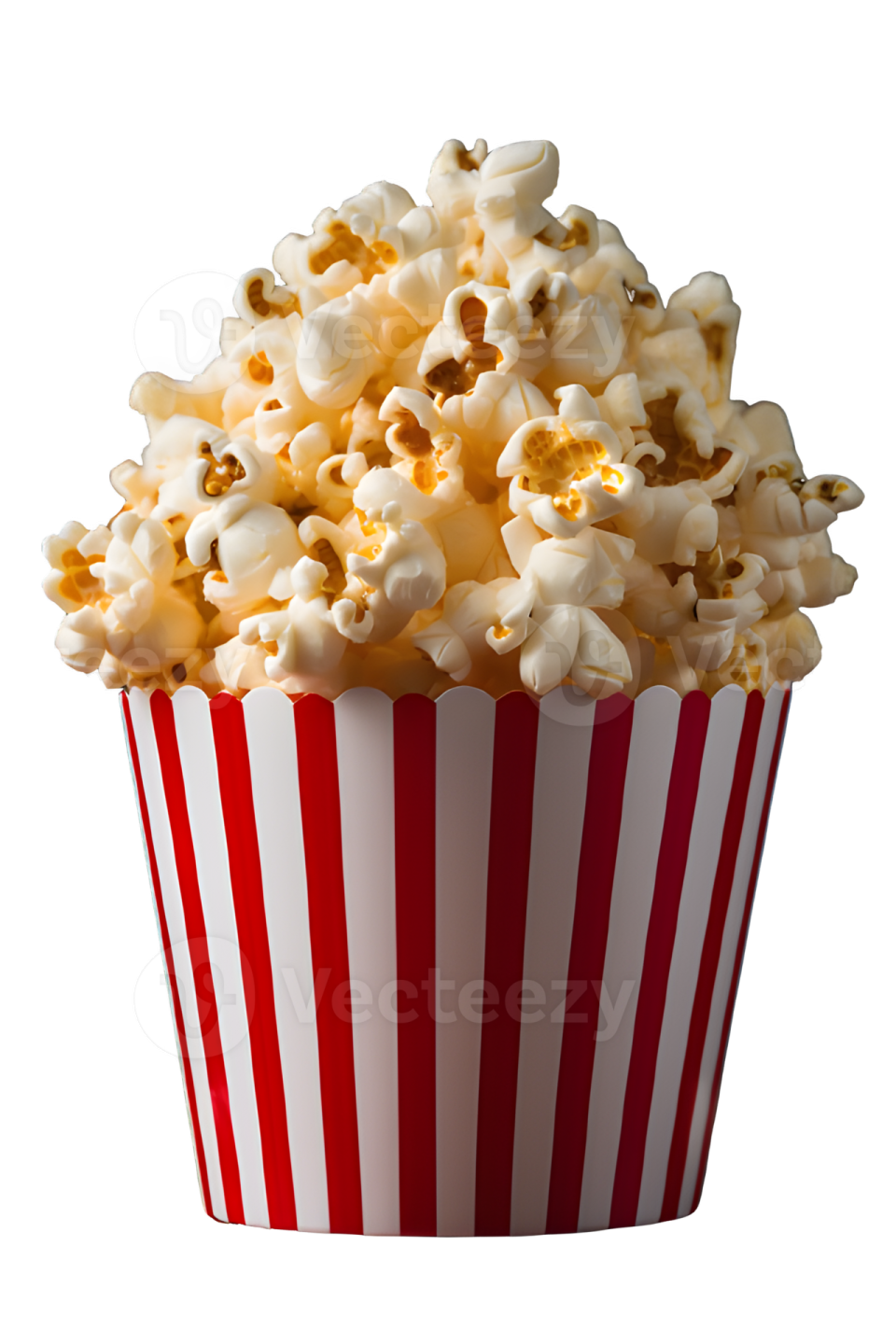 popcorn in a red and white striped cup