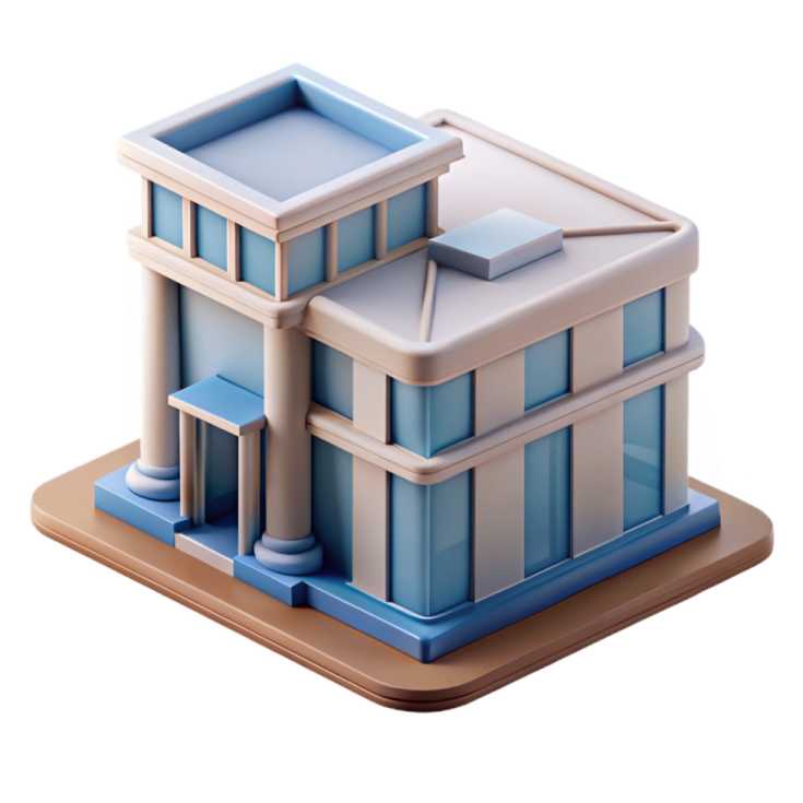 a model of a building on a white background