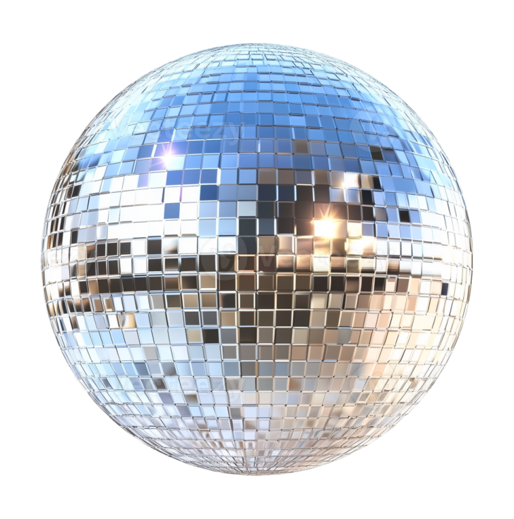 a shiny disco ball on a white background