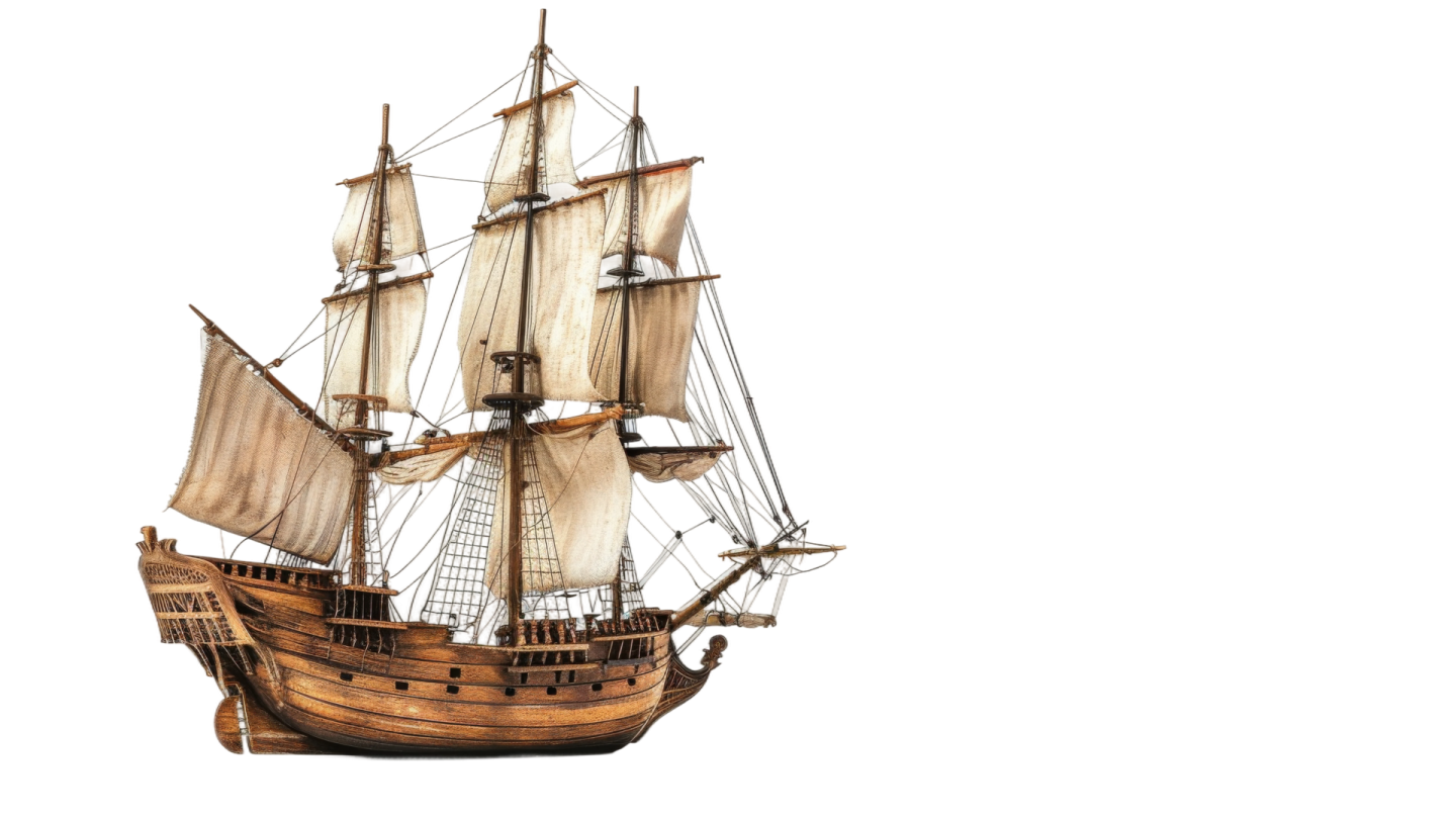 a wooden model of a sailing ship