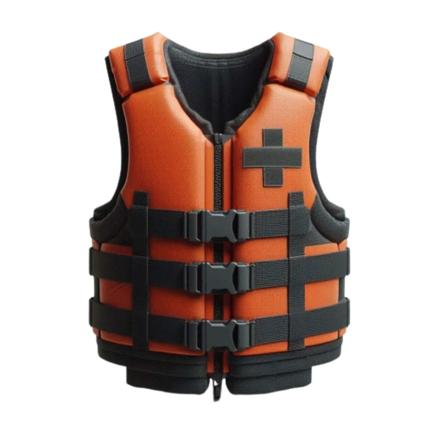an orange life vest on a white background