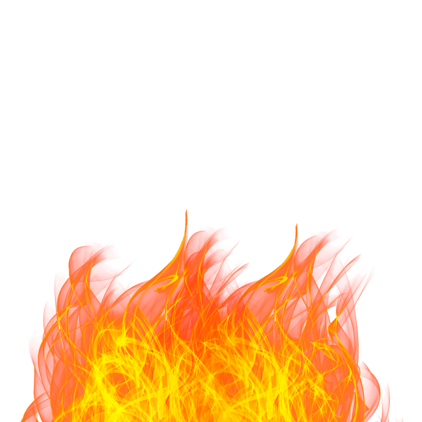 a burning fire on a white background