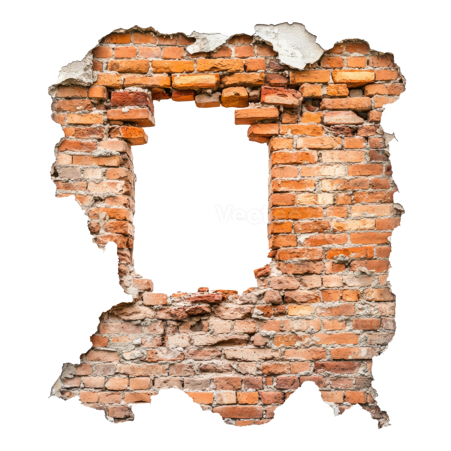 an old brick wall with a hole in the middle