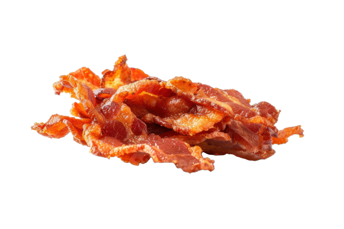 dried bacon on a white background