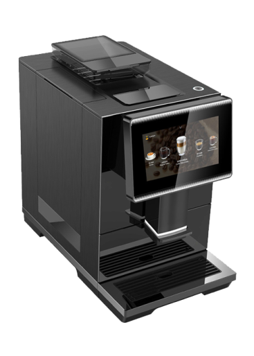 a black coffee machine on a white background