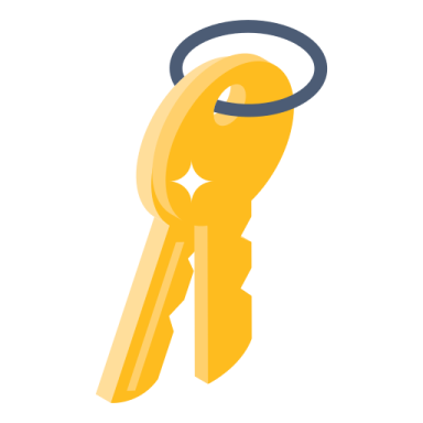 a key with a ring around it