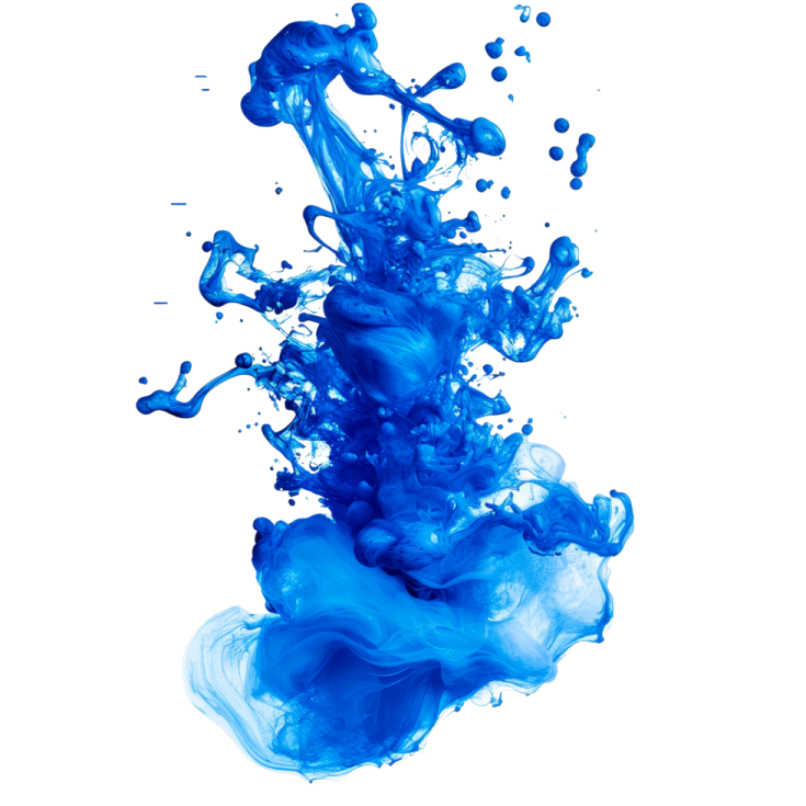 blue ink in water on white background