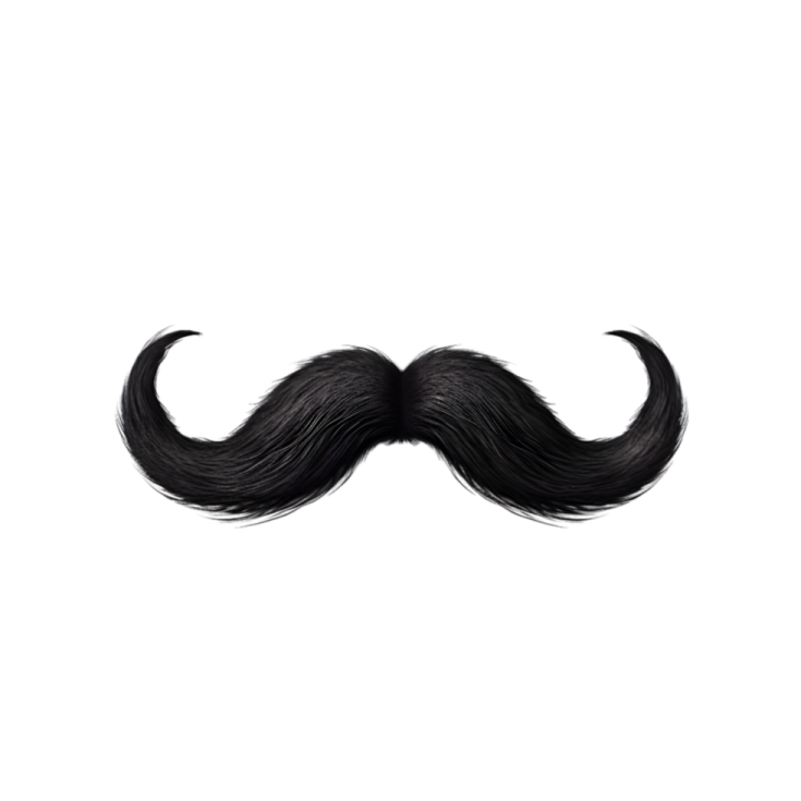 a black mustache on a white background