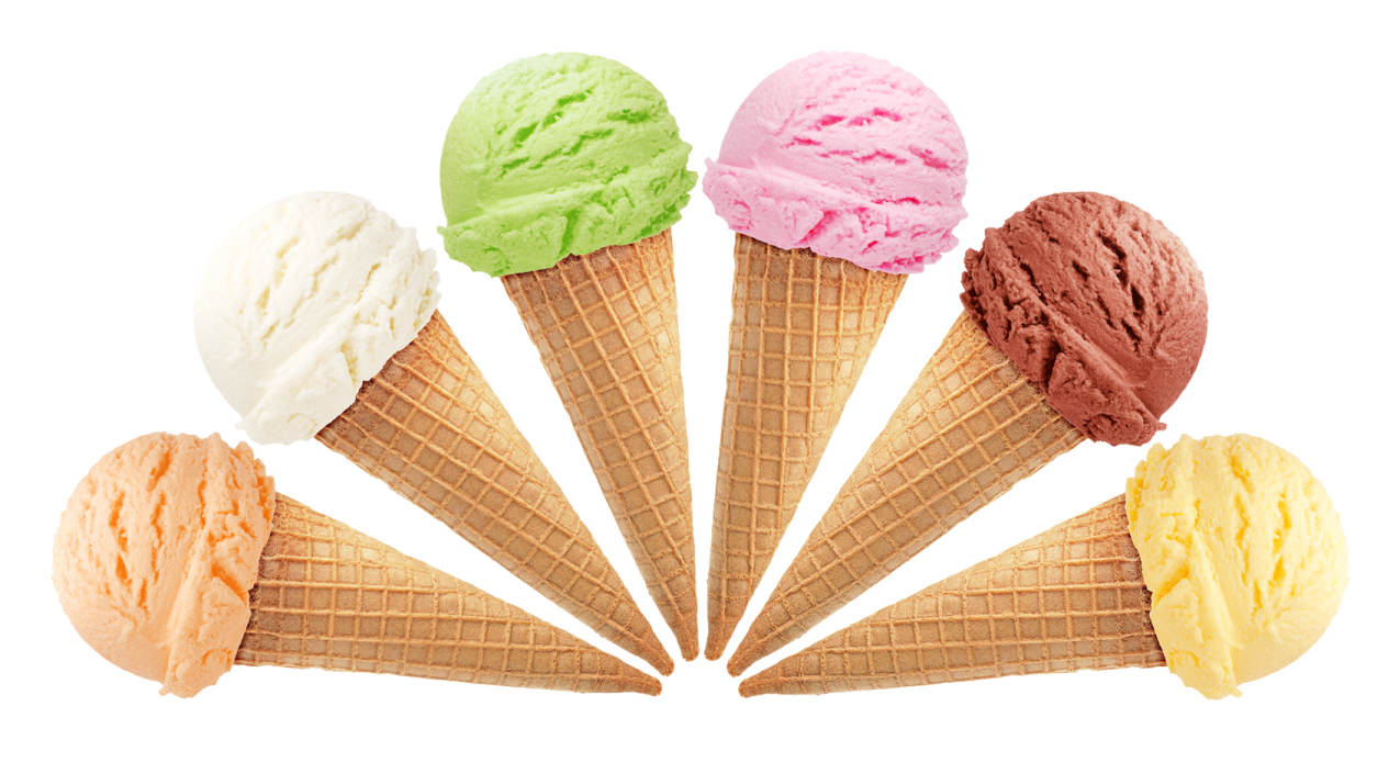 five scoops of ice cream