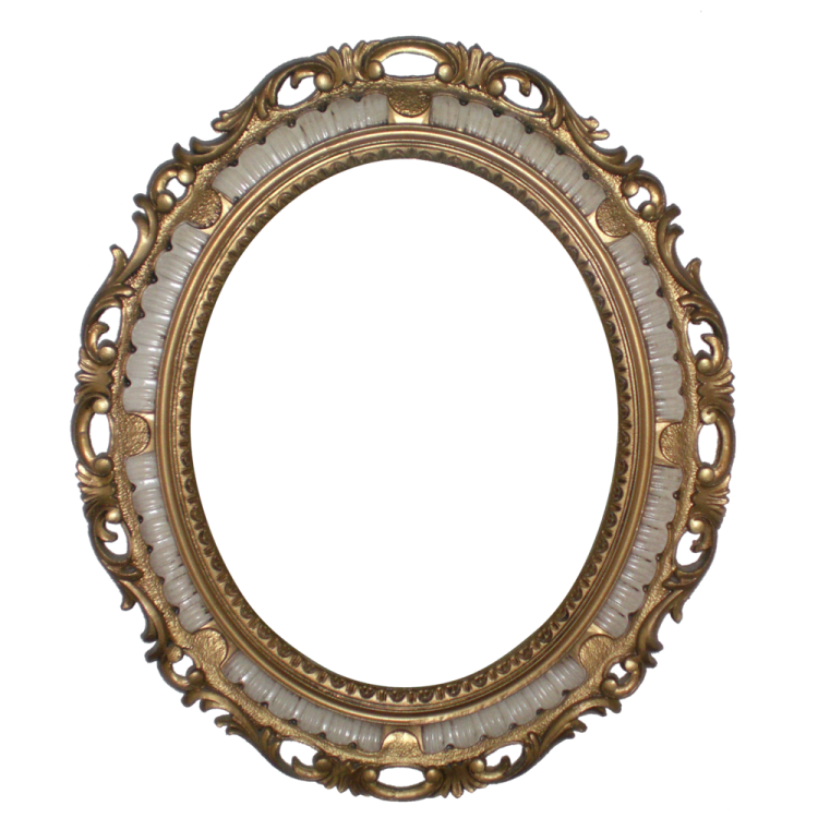 an ornate gold frame with a white background
