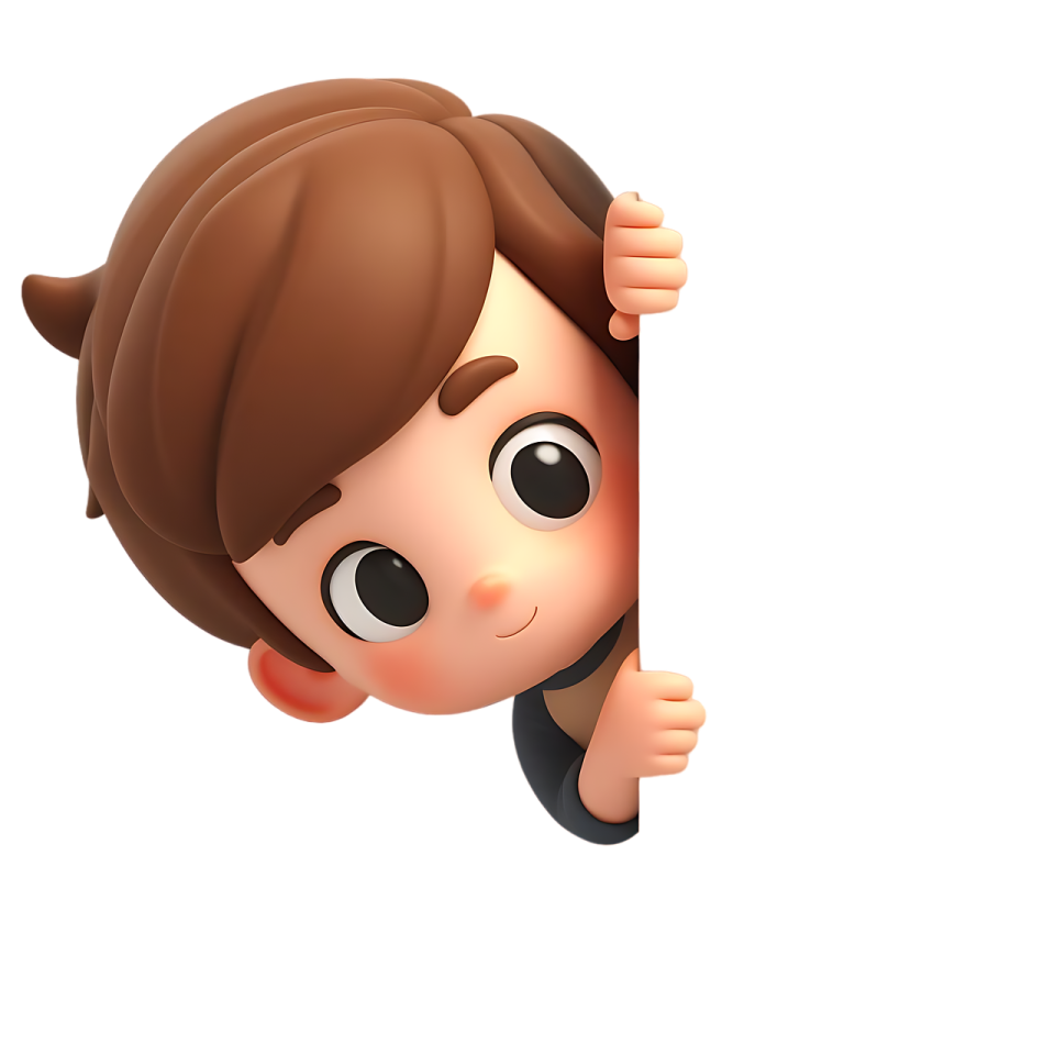 a little girl peeking out from behind a wall